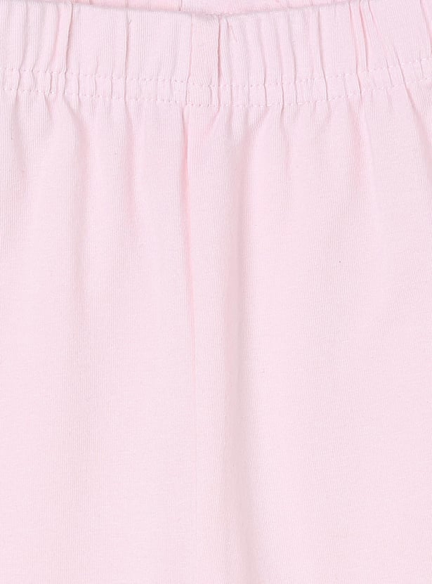 Girls Solid 3/4th Leggings with Bow Tie Hem