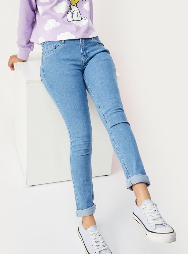 Girls Washed Slim Fit Jeans