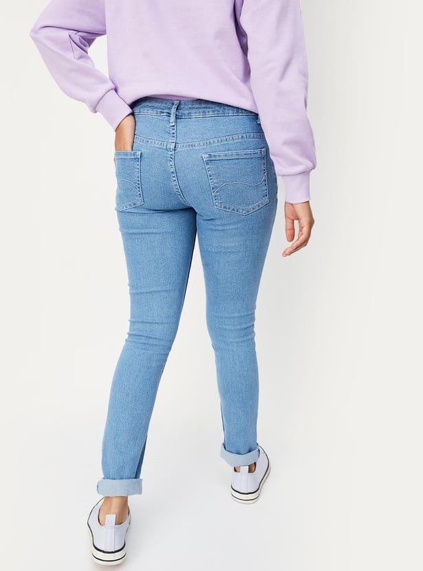 Girls Washed Slim Fit Jeans