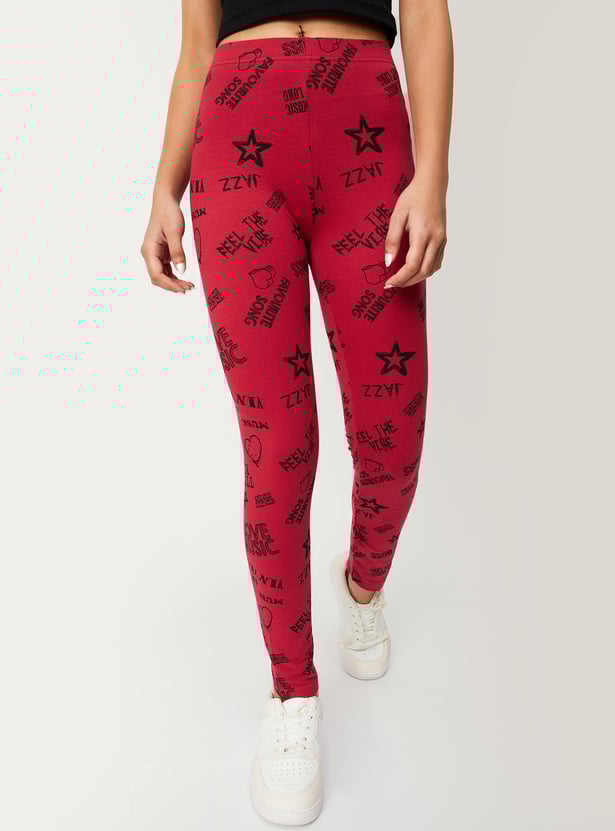 Girls Printed Full-Length Leggings