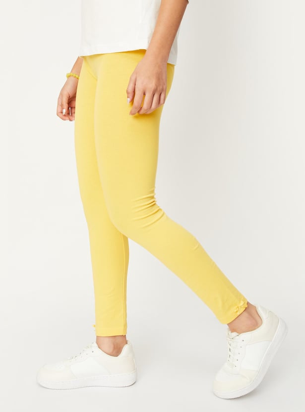 Girls Solid Full-Length Leggings