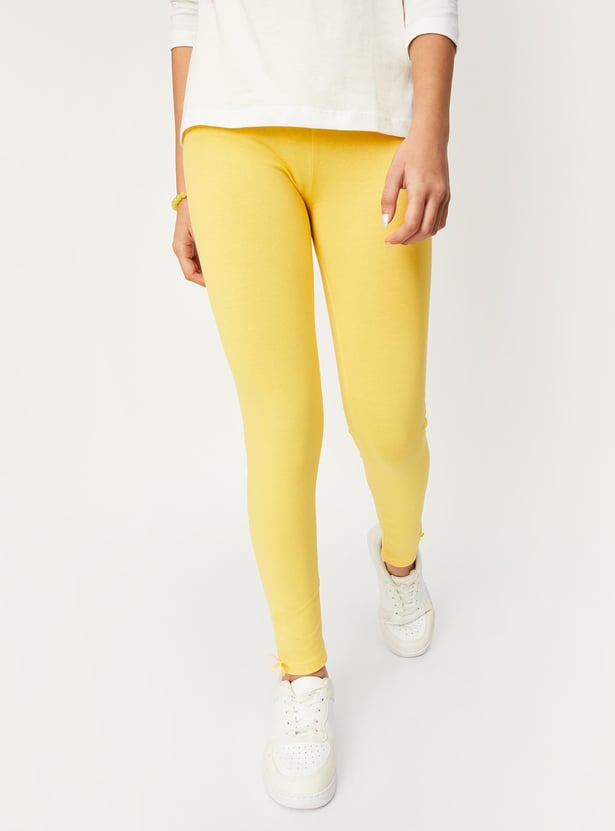 Girls Solid Full-Length Leggings