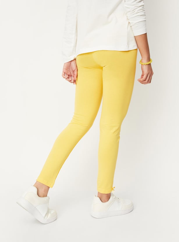 Girls Solid Full-Length Leggings