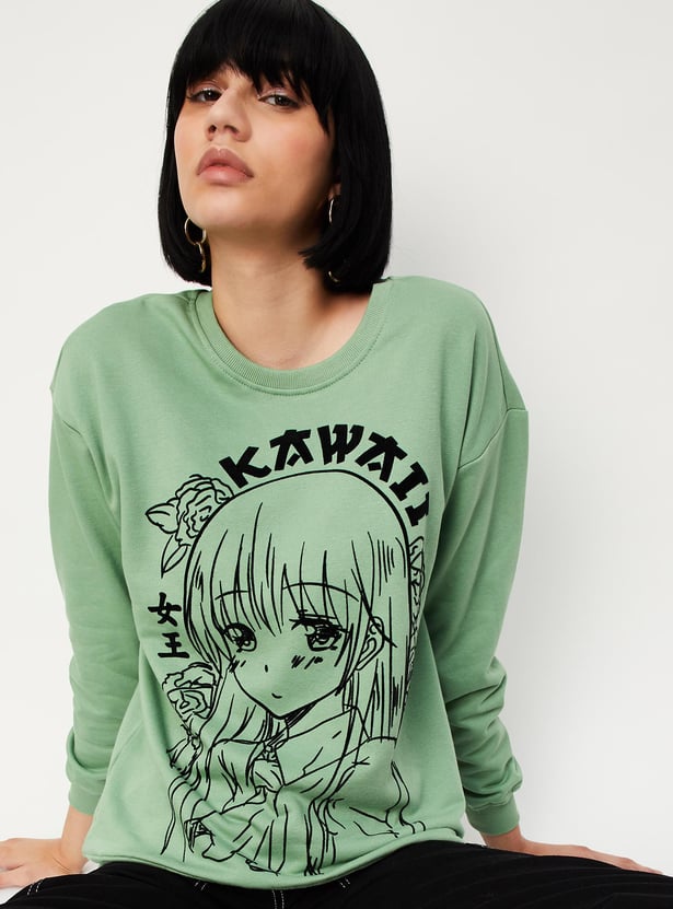 Women Oversized Graphic Printed Sweatshirt