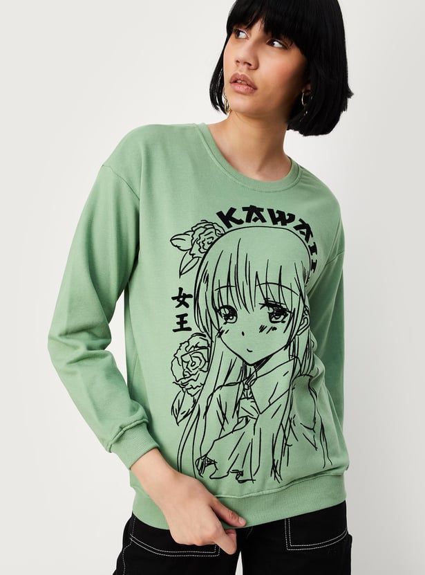Women Oversized Graphic Printed Sweatshirt