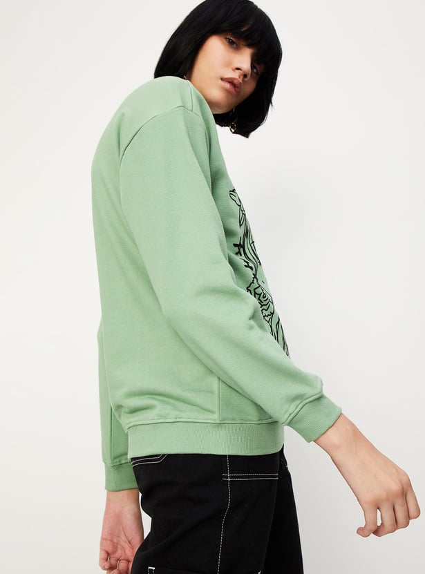 Women Oversized Graphic Printed Sweatshirt