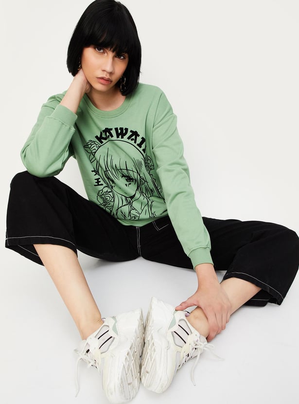 Women Oversized Graphic Printed Sweatshirt