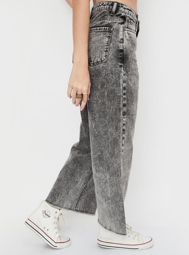 Women Washed Wide Leg Jeans