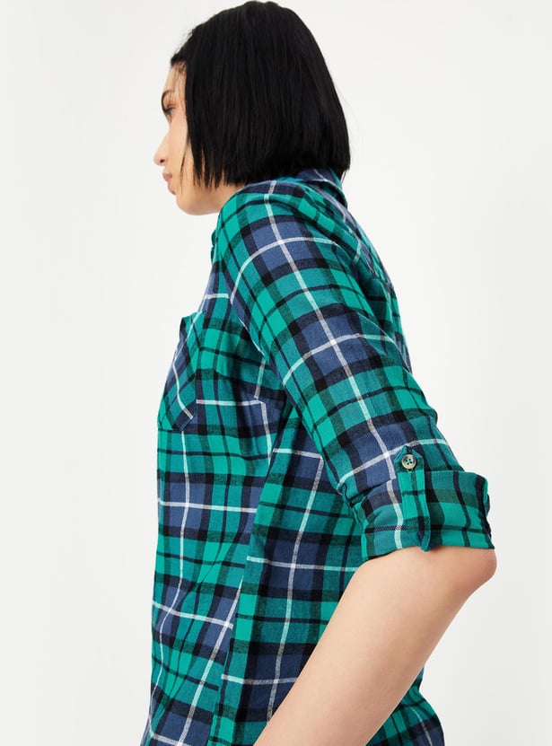 Women Tartan Checked Yarn Dyed Shirt