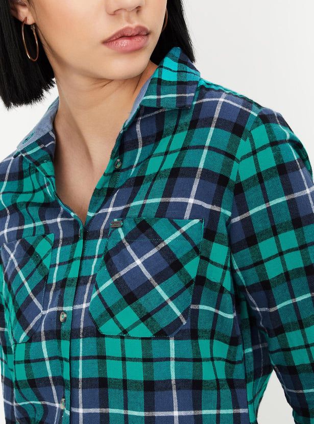 Women Tartan Checked Yarn Dyed Shirt