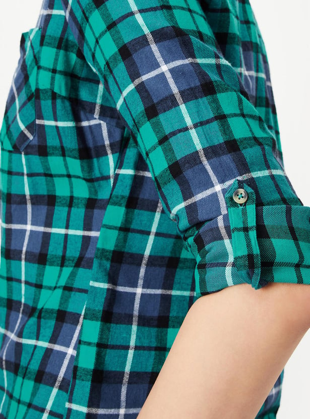 Women Tartan Checked Yarn Dyed Shirt