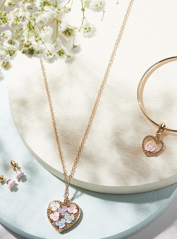 Girls Embellished Necklace Set with Bracelet