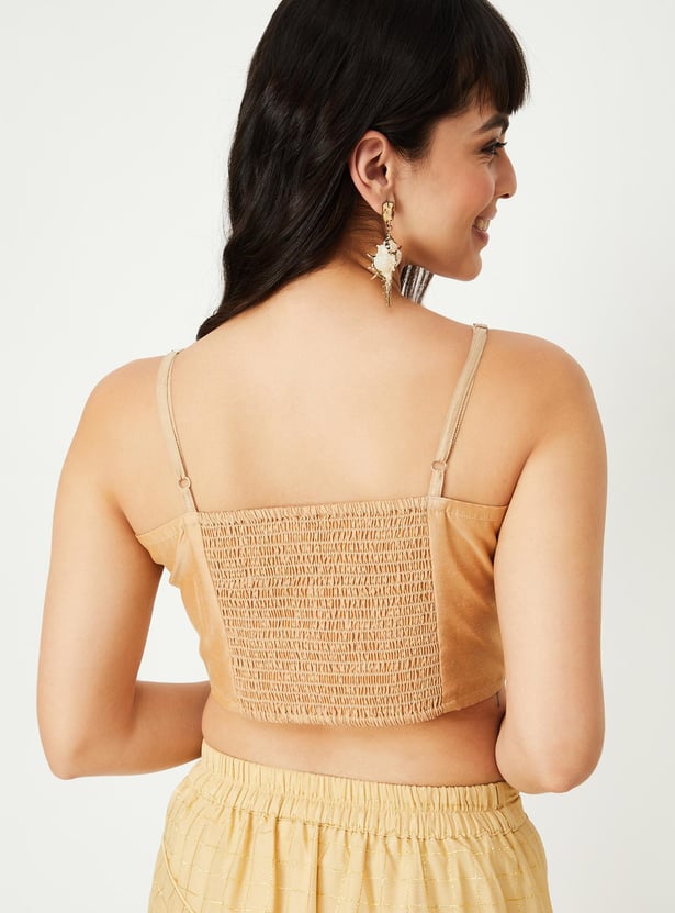Women Checked Pre-Stitched Saree and Blouse Set