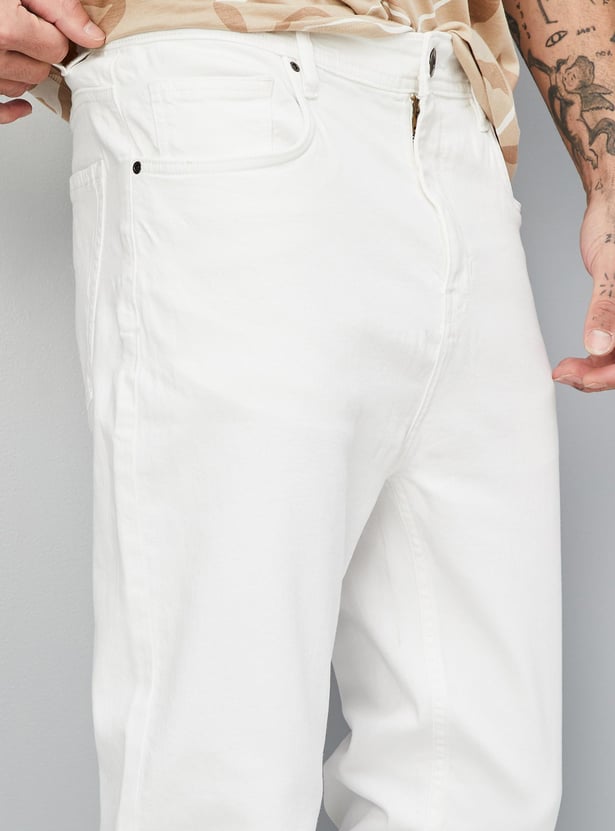 Men Carrot Fit Solid Jeans