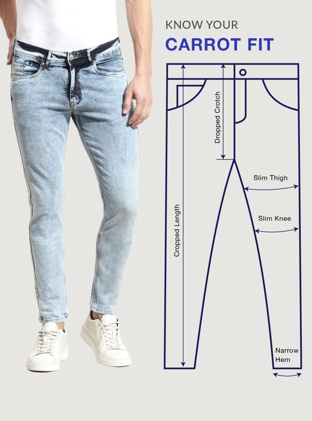 Men Carrot Fit Solid Jeans