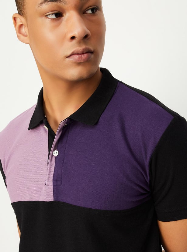 Men Colourblocked Polo T-shirt