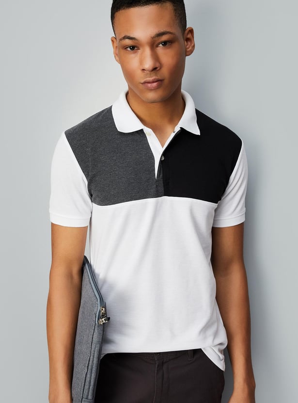 Men Colourblocked Polo T-shirt