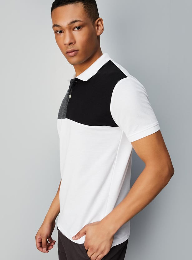 Men Colourblocked Polo T-shirt