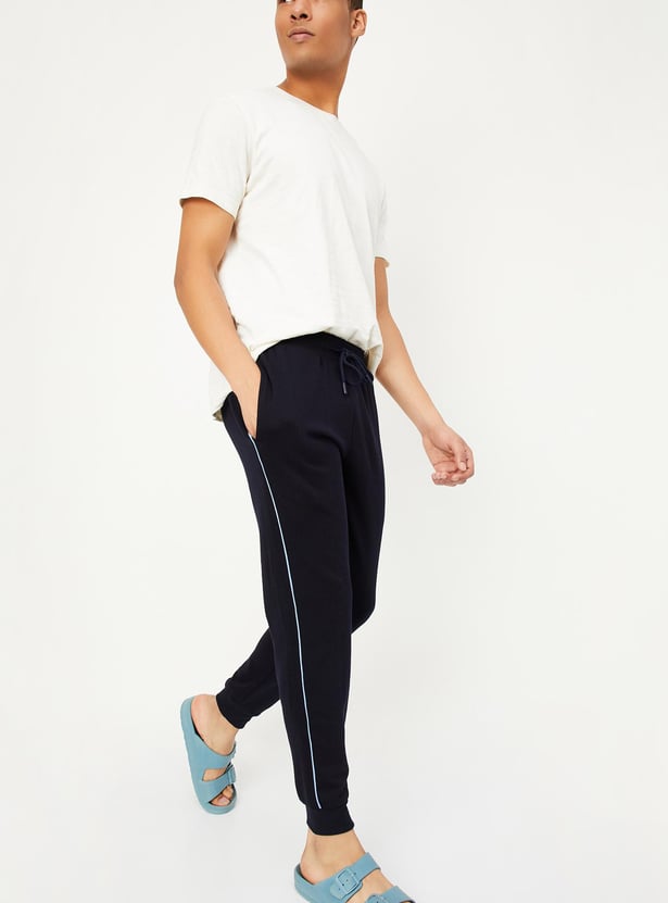 Men Thermal Joggers with Contrast Piping