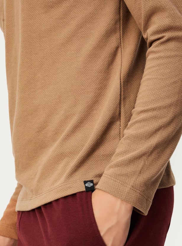 Men Textured Henley Neck T-shirt