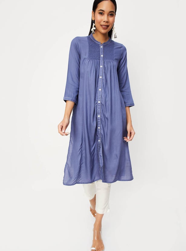 Women Smocked Straight Kurta