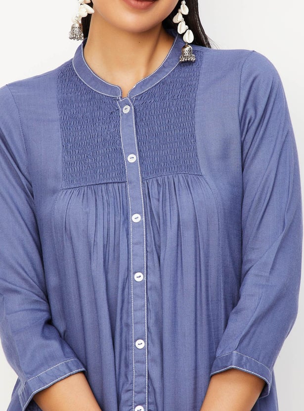 Women Smocked Straight Kurta