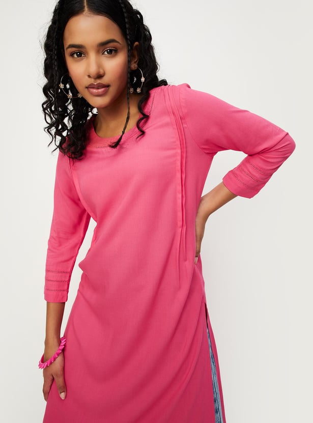 Women Pintuck Straight Kurta