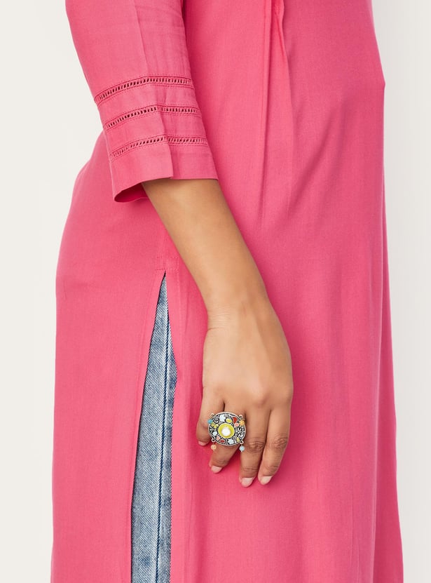 Women Pintuck Straight Kurta