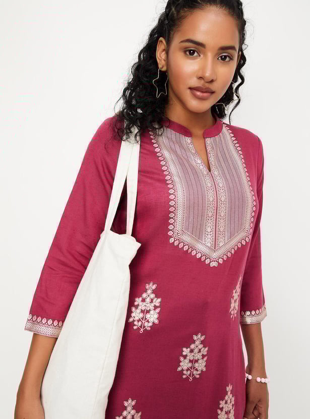 Women Foil Printed Straight Kurta