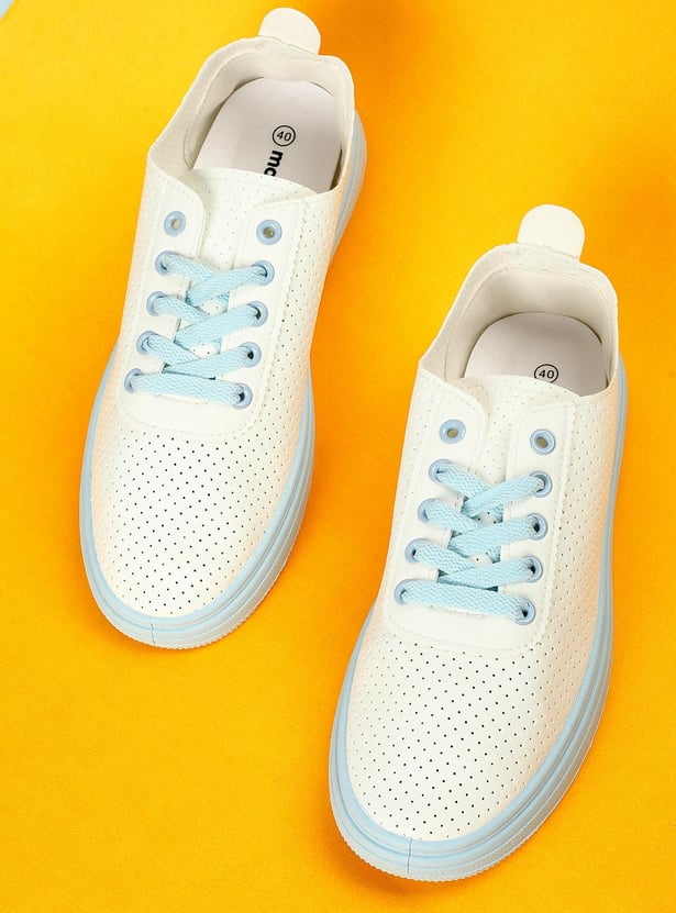 Women Colourblocked Perforated Sneakers