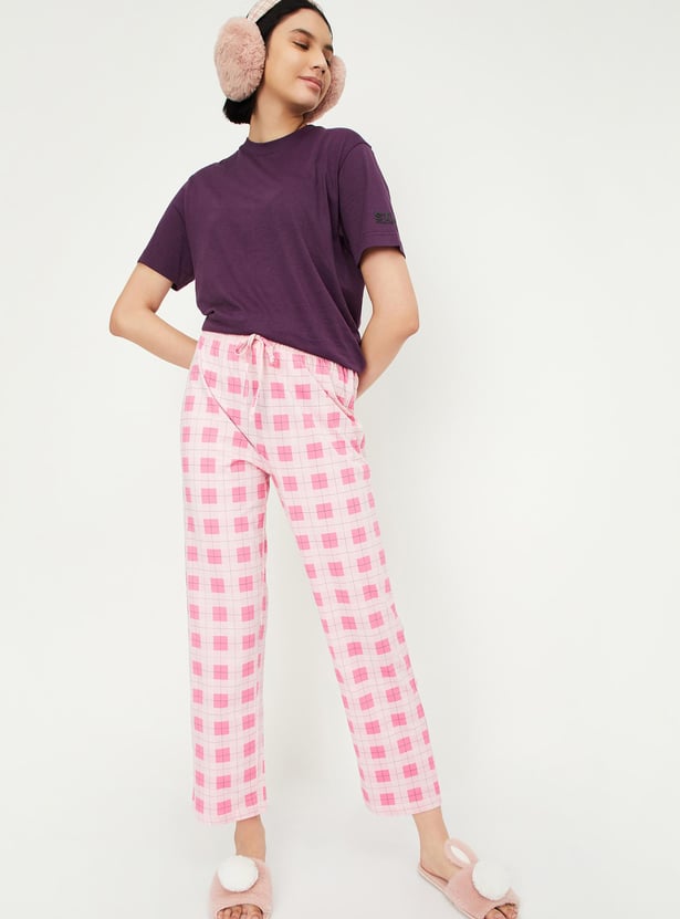 Women Checked Knit Pyjamas