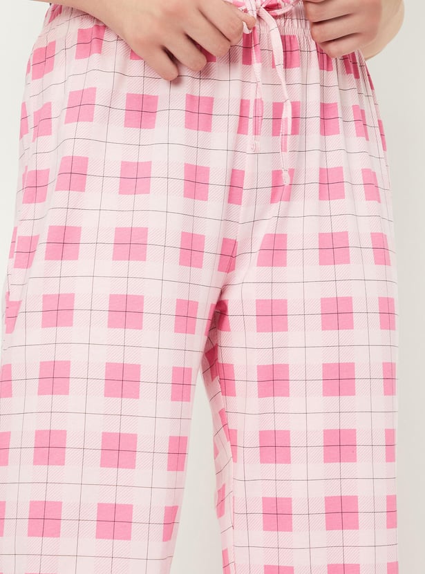 Women Checked Knit Pyjamas