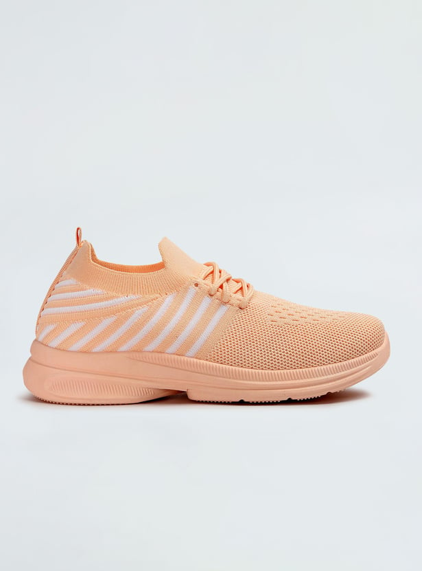 Girls Striped Knit Sport Shoes