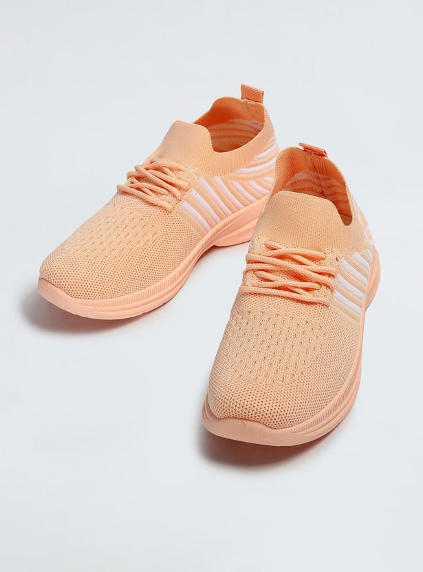 Girls Striped Knit Sport Shoes