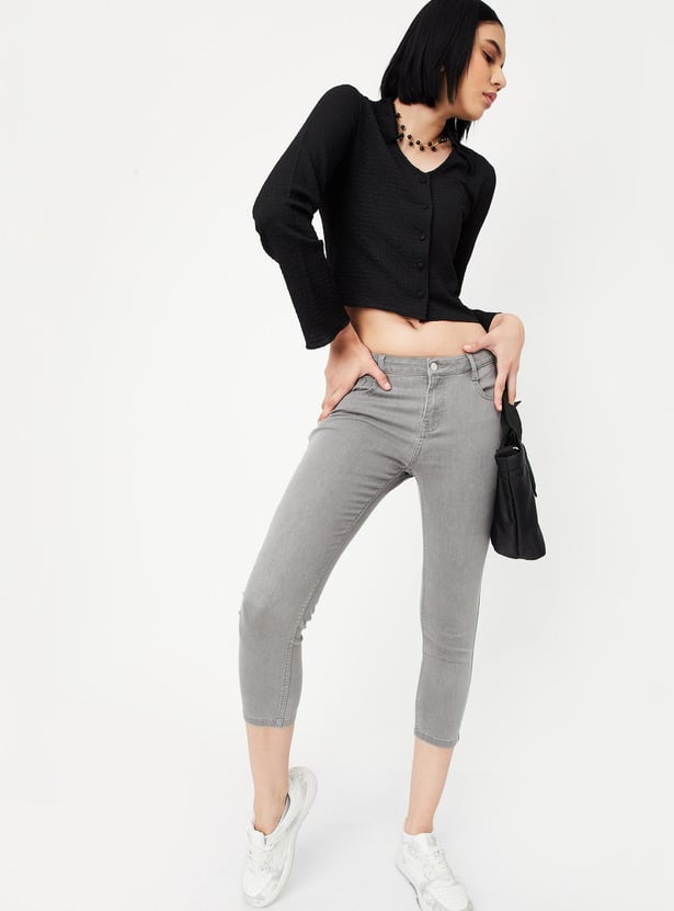 Women Washed Crop Slim Fit Jeans