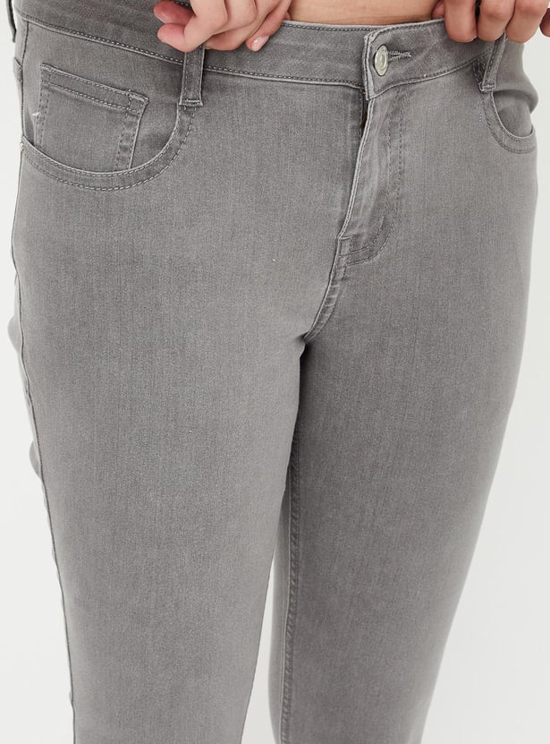 Women Washed Crop Slim Fit Jeans