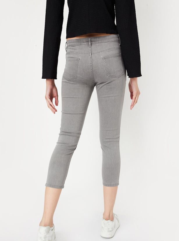 Women Washed Crop Slim Fit Jeans