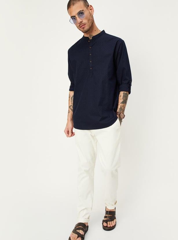 Men Dobby Woven Short Kurta
