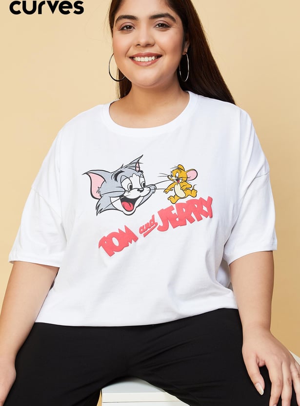 Women Tom & Jerry Printed Crop T-shirt