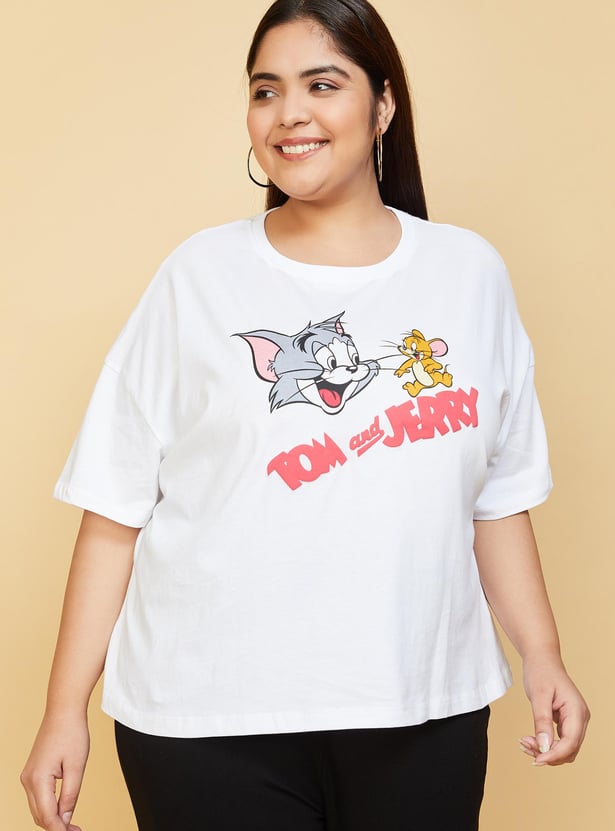 Women Tom & Jerry Printed Crop T-shirt
