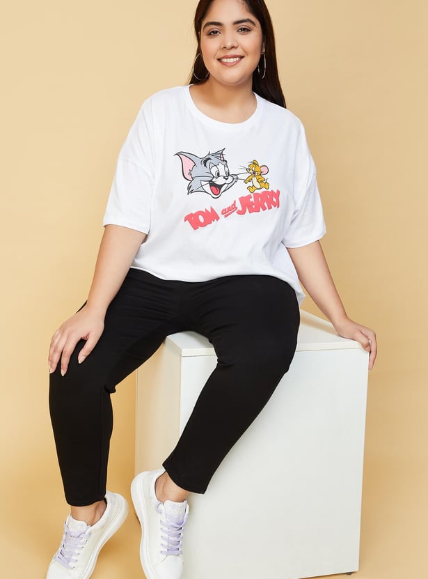 Women Tom & Jerry Printed Crop T-shirt