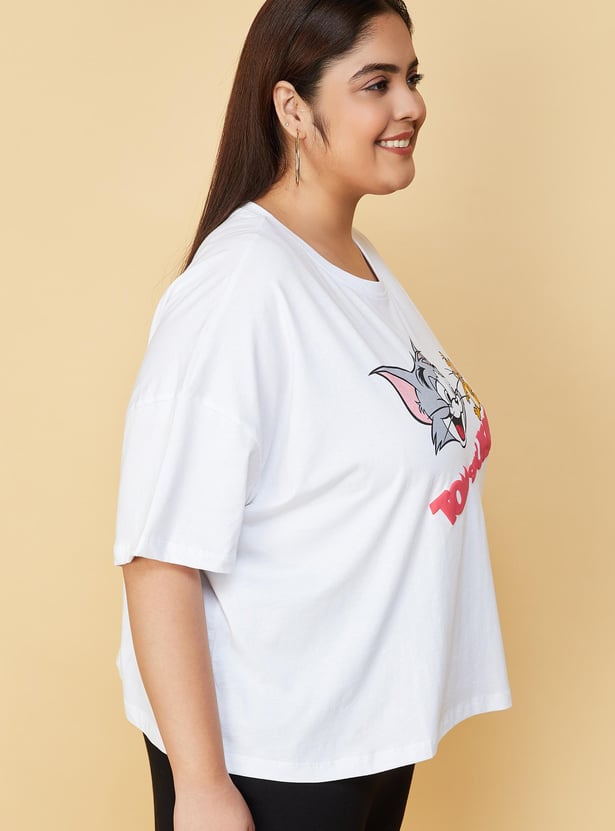 Women Tom & Jerry Printed Crop T-shirt