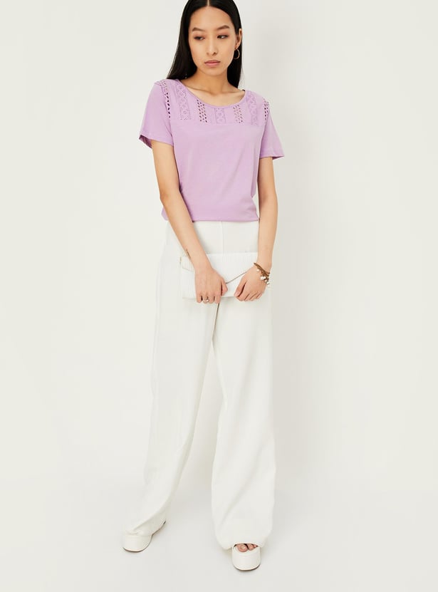 Women Schiffli Yoke Top