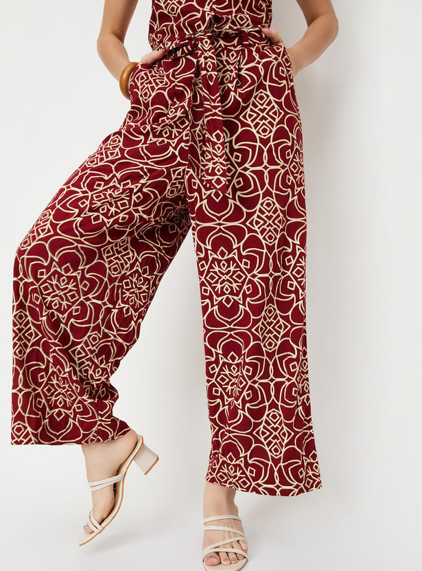 Women Printed Tie-Up Waist Palazzos