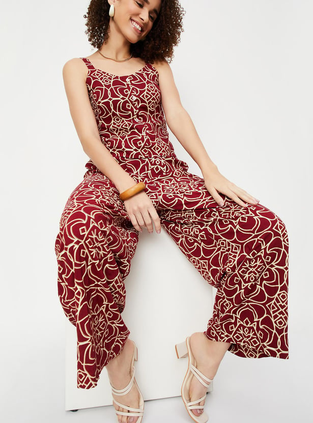 Women Printed Tie-Up Waist Palazzos