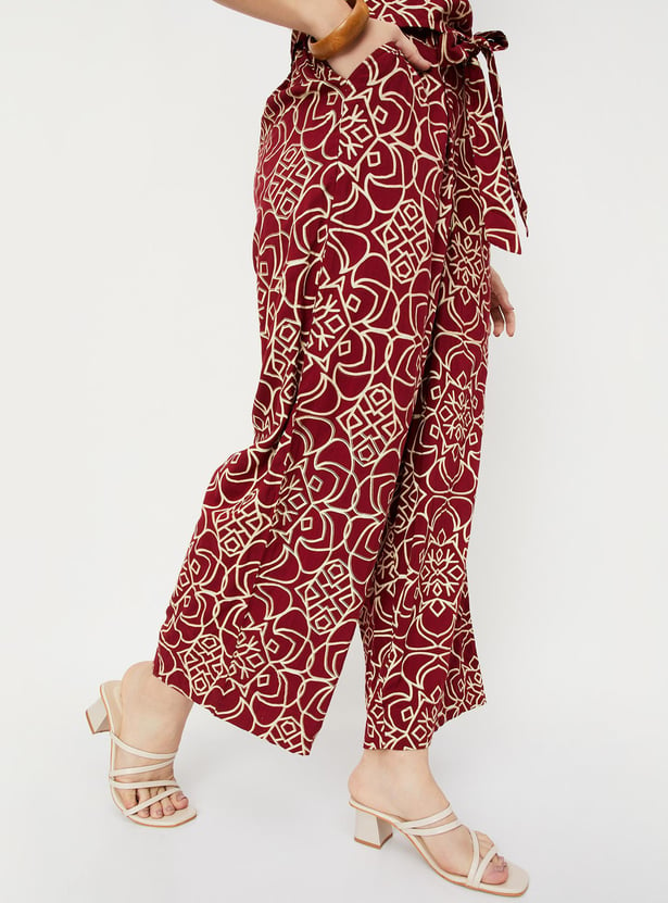 Women Printed Tie-Up Waist Palazzos