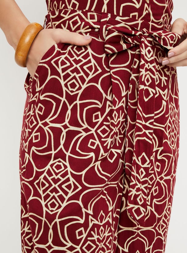 Women Printed Tie-Up Waist Palazzos