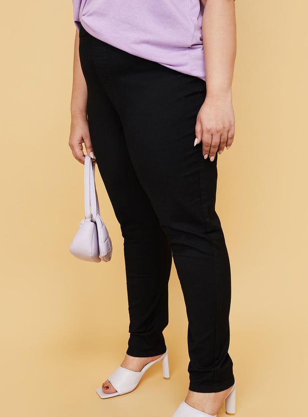 Women Solid Elasticated Jeggings