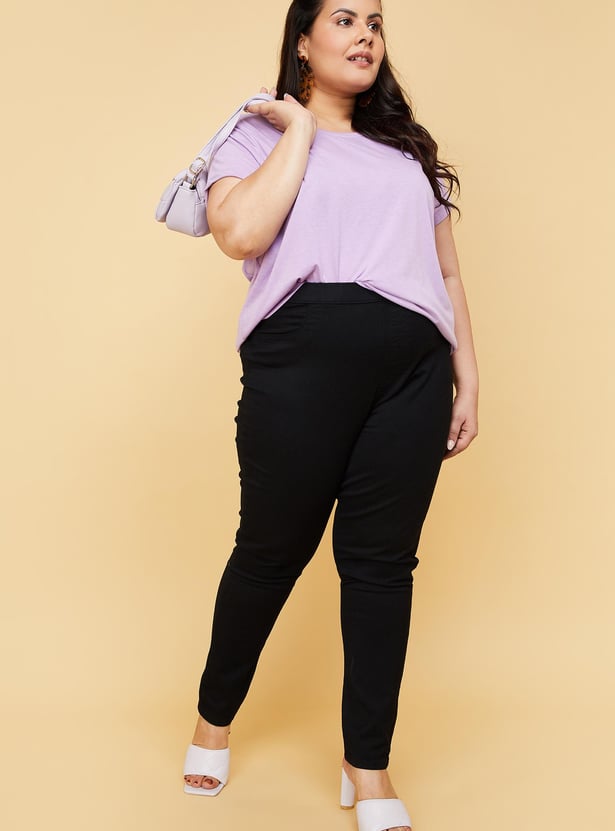 Women Solid Elasticated Jeggings