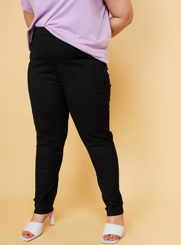 Women Solid Elasticated Jeggings